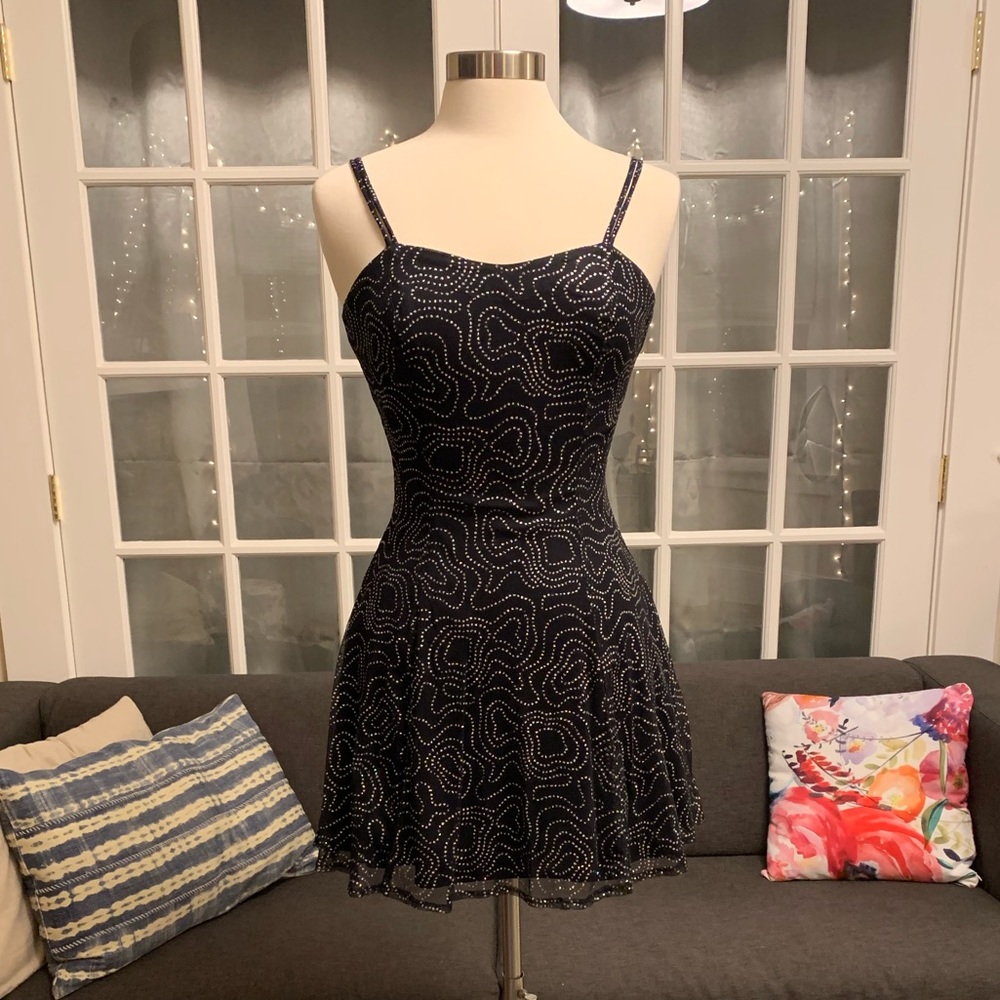 Retro Sparkly Black Skater Dress